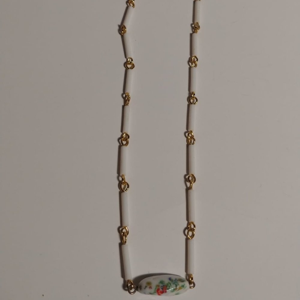 Hand Painted Japanese Porcelain Charm Choker